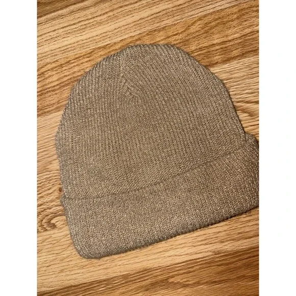 Zara Knit Gold Shimmer Knit Beanie Metallic Sparkle Slouchy Hat Soft Women’s - Picture 3 of 6